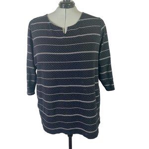 CROFT & BARROW STRIPED BLACK TUNIC, SIZE 3X